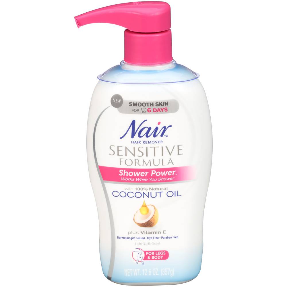 Nair Hair Remover Sensitive Formula Shower Power with Coconut Oil, 12.6 OZ