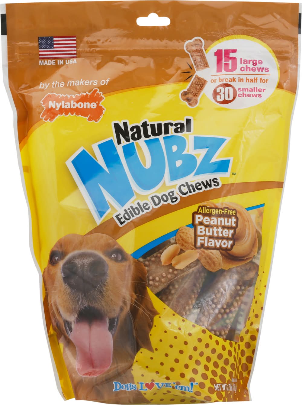 Nubz Peanut Butter Large Dog Chews (7.1 oz)