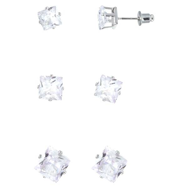 Ophelia Roe Pair Square Crystal Glass Stud Earrings