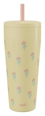 zak! Stainless Steel Double Wall Vacuum Serenity Straw Tumbler, Yellow