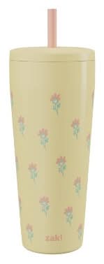 zak! Stainless Steel Double Wall Vacuum Serenity Straw Tumbler, Yellow
