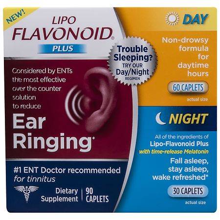 Lipo-Flavonoid Day and Night Melatonin & Vitamin C Tinnitus Relief For Ringing Ears Caplets