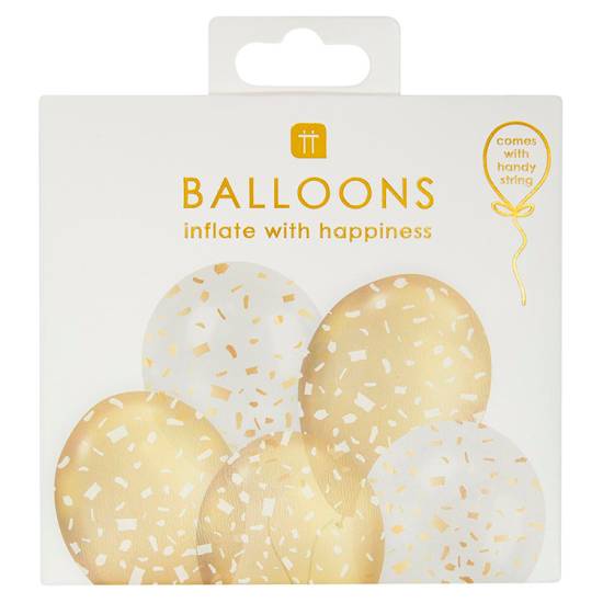 White and Gold Balloons (5ct)