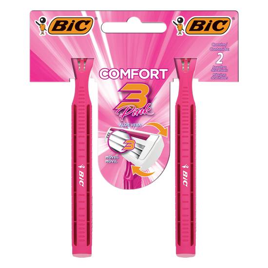 Bic aparelho depilatório feminino comfort 3 pink (2 itens)