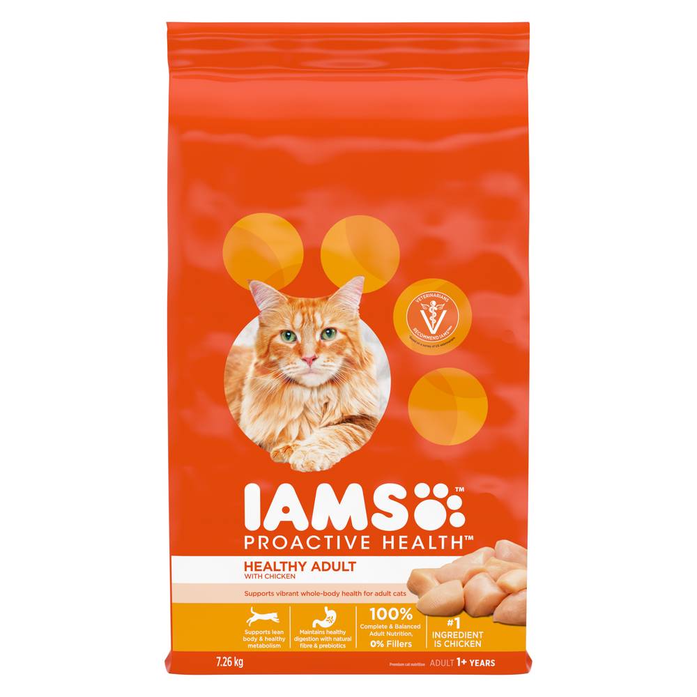 Iams Proactive Health Healthy Adult Original With Chicken Dry Cat Food (7.26 kg)