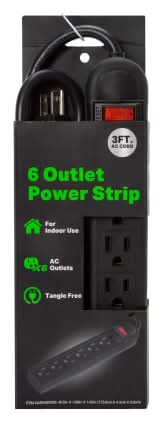 6-Outlet Power Strip Black Multi