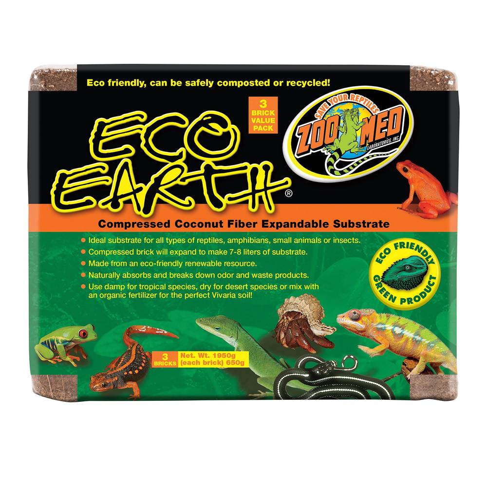 Zoo Med Eco Earth Compressed Coconut Fiber Brick(3 Ct)(Red)