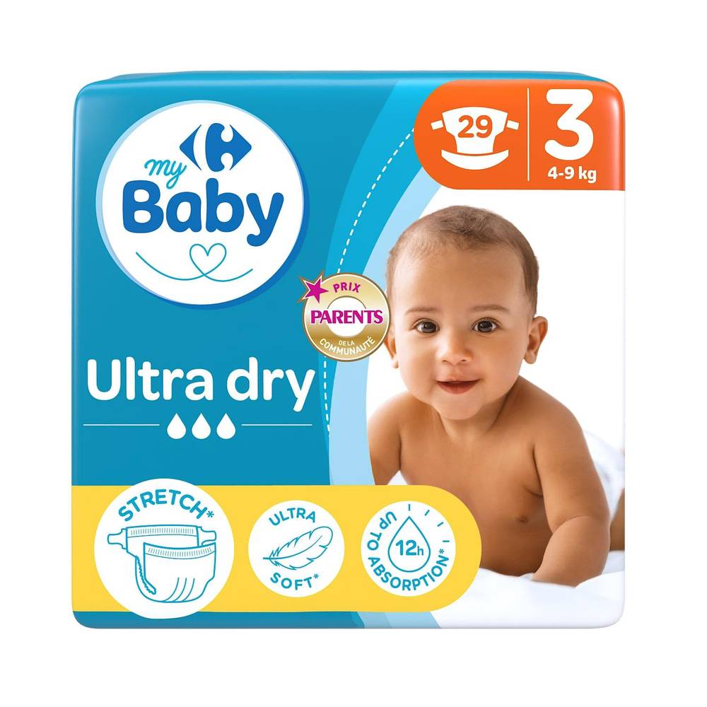 Carrefour Baby - Couches ultra dry, T3, 4-9 kg (25)