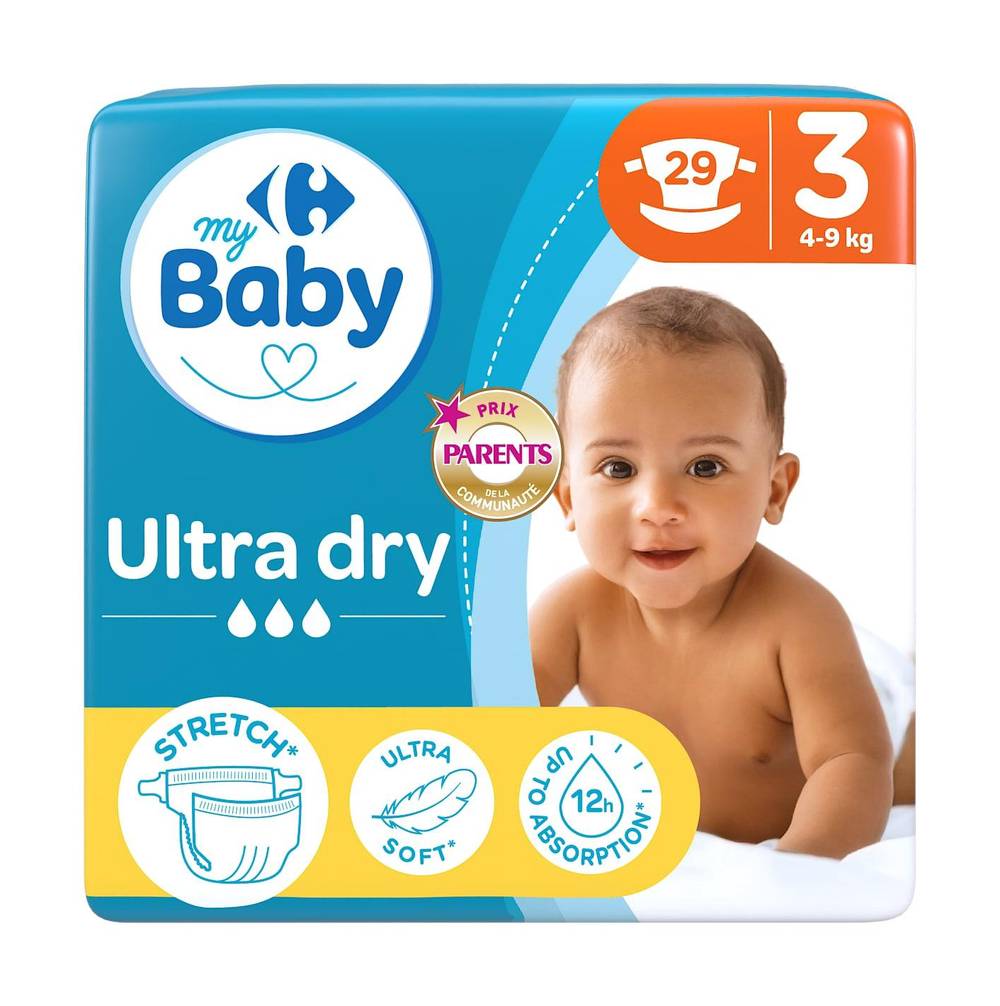 Carrefour Baby - Couches ultra dry, T3, 4-9 kg (25)