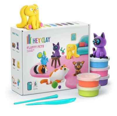 HEY CLAY Fluffy Pets Non Toxic Modeling Dough For Kids Toy Age 3+, Assorted