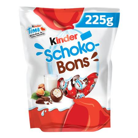 Bonbons de chocolat au lait fourrés lait et noisettes KINDER SCHOKO-BONS - le paquet de 225g