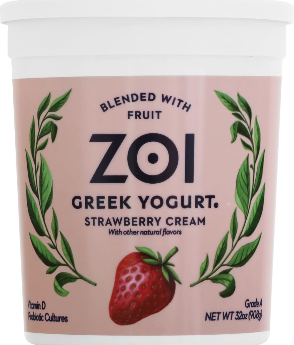 Zoi Blended Greek Yogurt, Strawberry Cream (32 oz)
