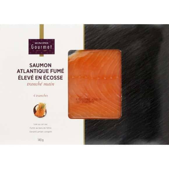 Monoprix Gourmet Saumon Atlantique Fume Eleve En Ecosse La Boite De 140 G