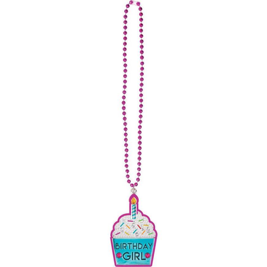 Party City Sprinkles Bling Birthday Girl Pendant Plastic Bead Necklace (unisex/multi)