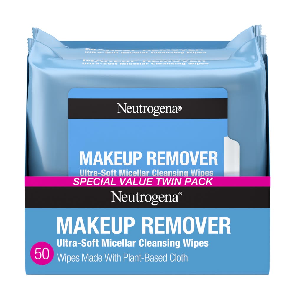 Neutrogena Makeup Remover Ultra Soft Micellar Cleansing Wipes, 6.4x7.2 in (50 ct)