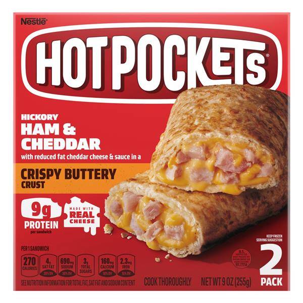 Hot Pockets Hickory Ham & Cheddar with Crispy Buttery Crust Frozen Sandwiches 2pk