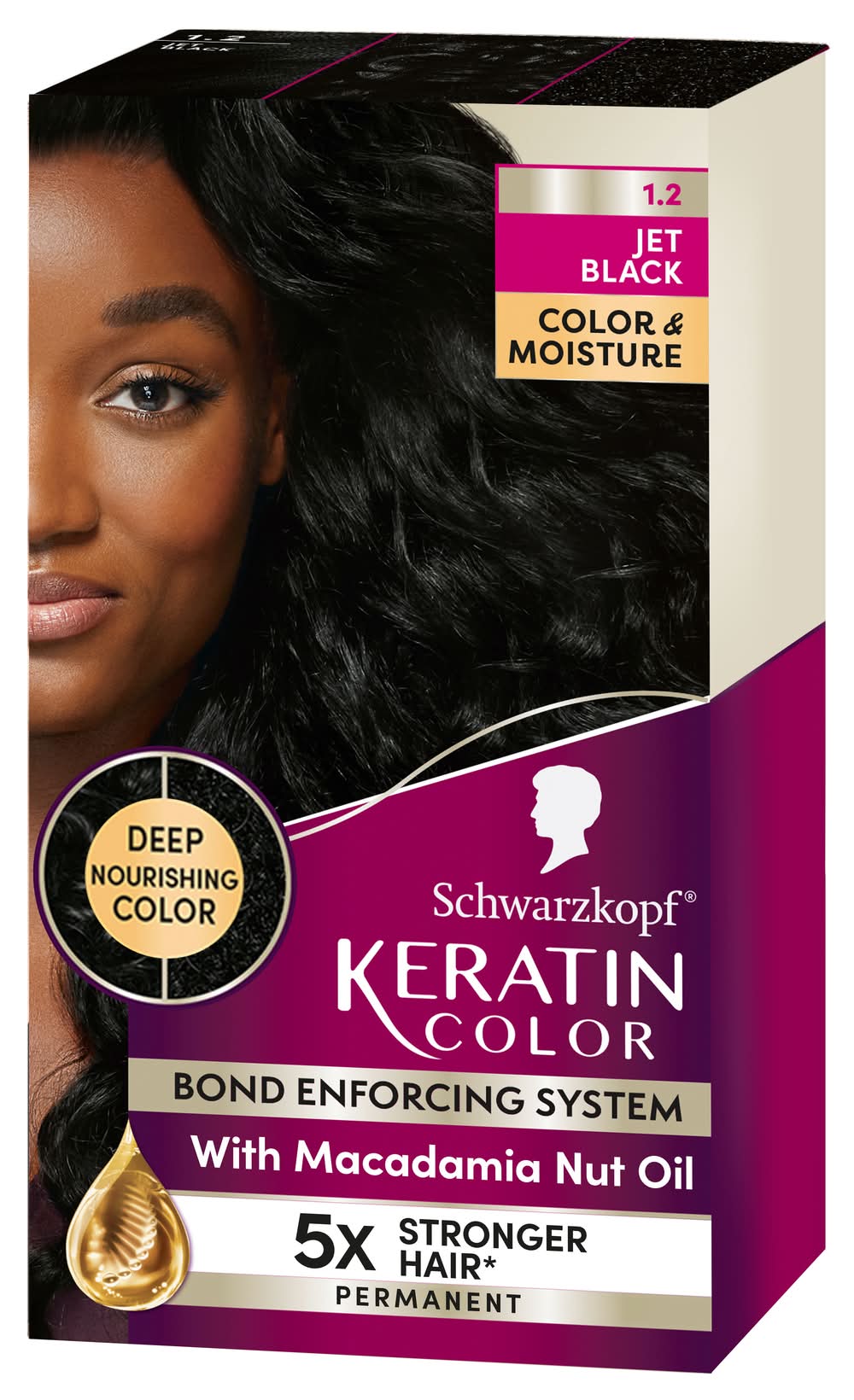 Schwarzkopf Keratin Permanent Hair Color, 1.2 Jet Black (8.78 oz)