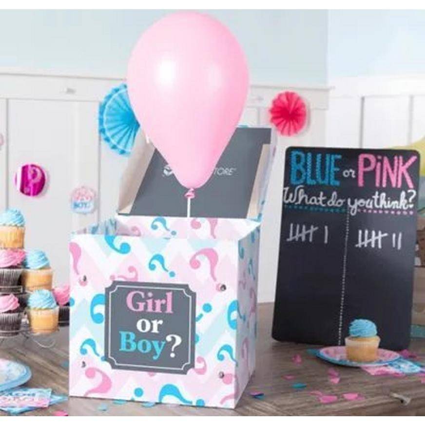 Small Pink Blue Gender Reveal Box, 11.5in