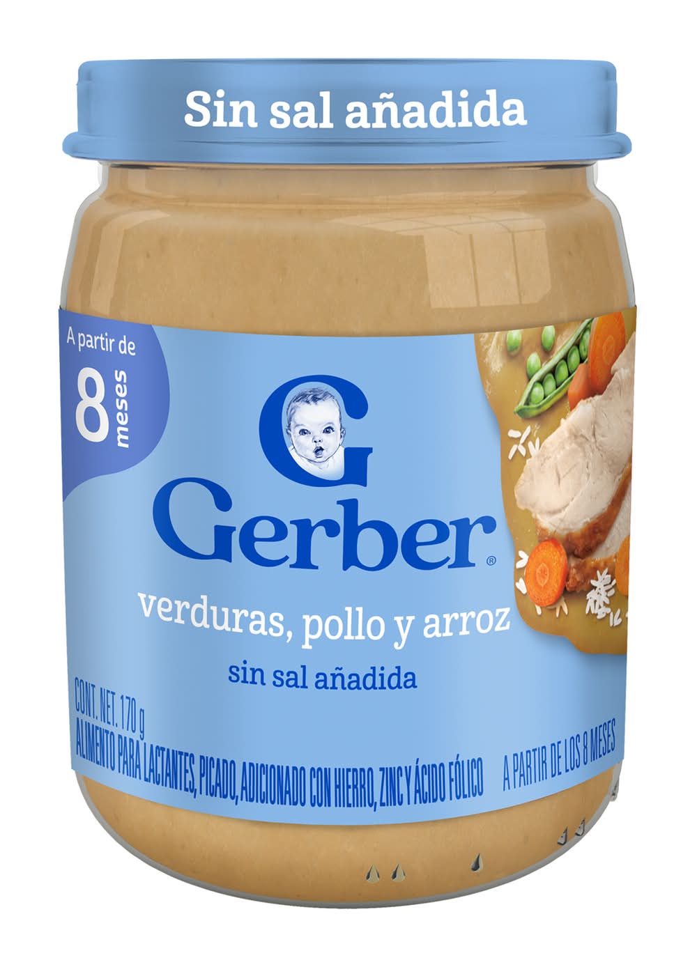 Gerber · Papilla etapa 3, verduras-pollo-arroz, A partir de 8 meses (170 g)