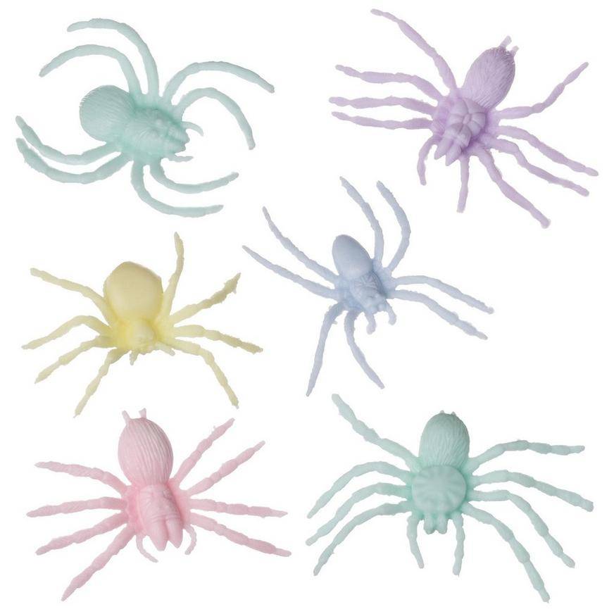 Pastel Halloween Plastic Spiders, 30pc