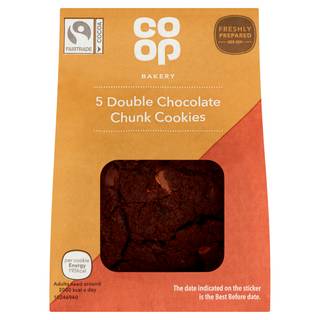 Co-op Bakery Double Choc Cookies 5 Pack (Co-op Member Price £1.35 *T&Cs apply)