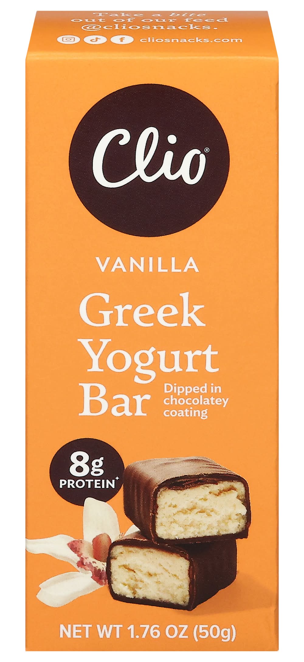 Clio Vanilla Greek Yogurt Bar in Chocolate Coating (1.8 oz)