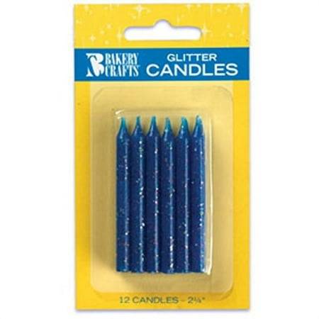 Bakery Crafts Glitter Candles (2 1/4″ /Blue)
