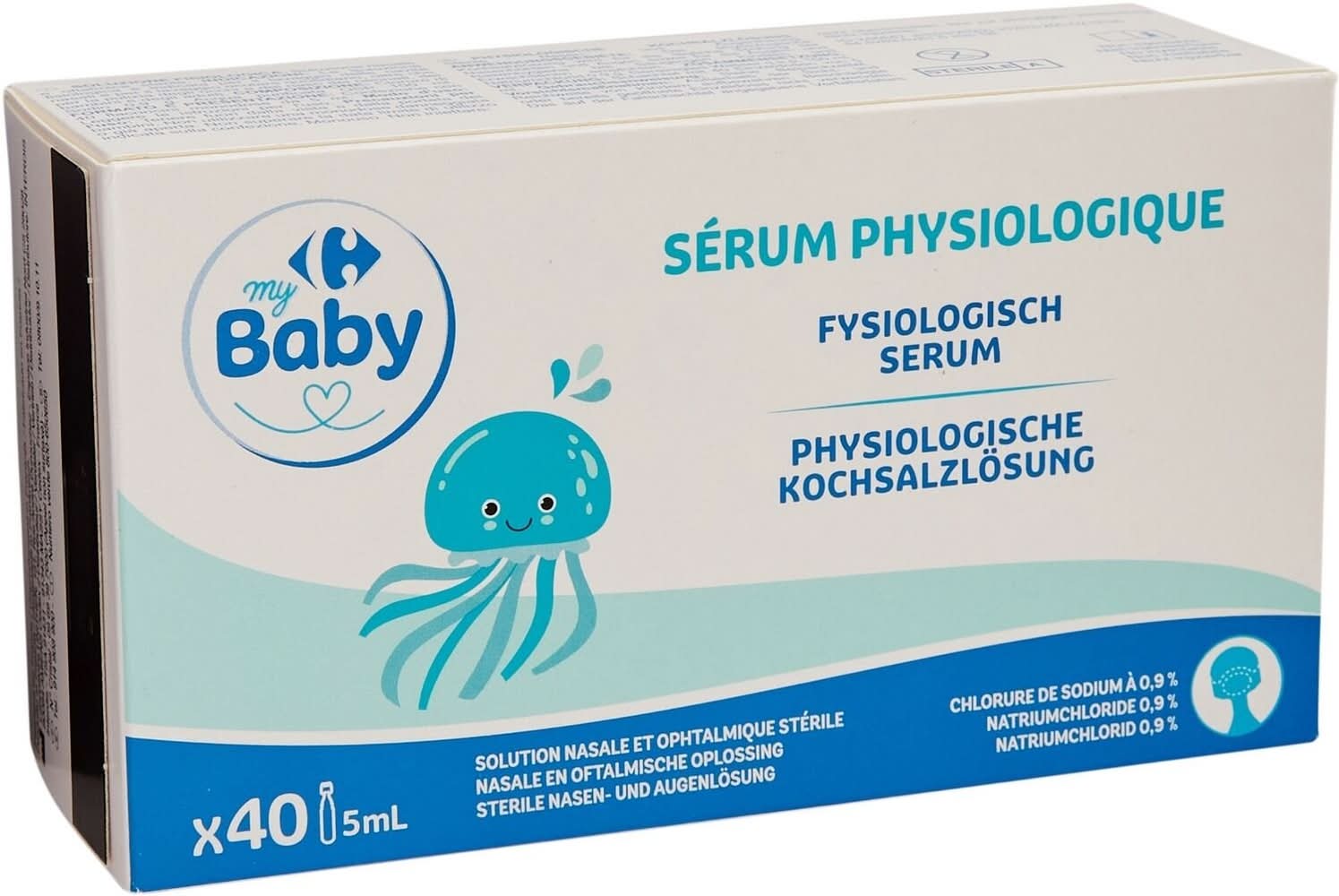 Carrefour Baby - Sérum physiologique bébé nettoyant nez et yeux (40 x 5ml)