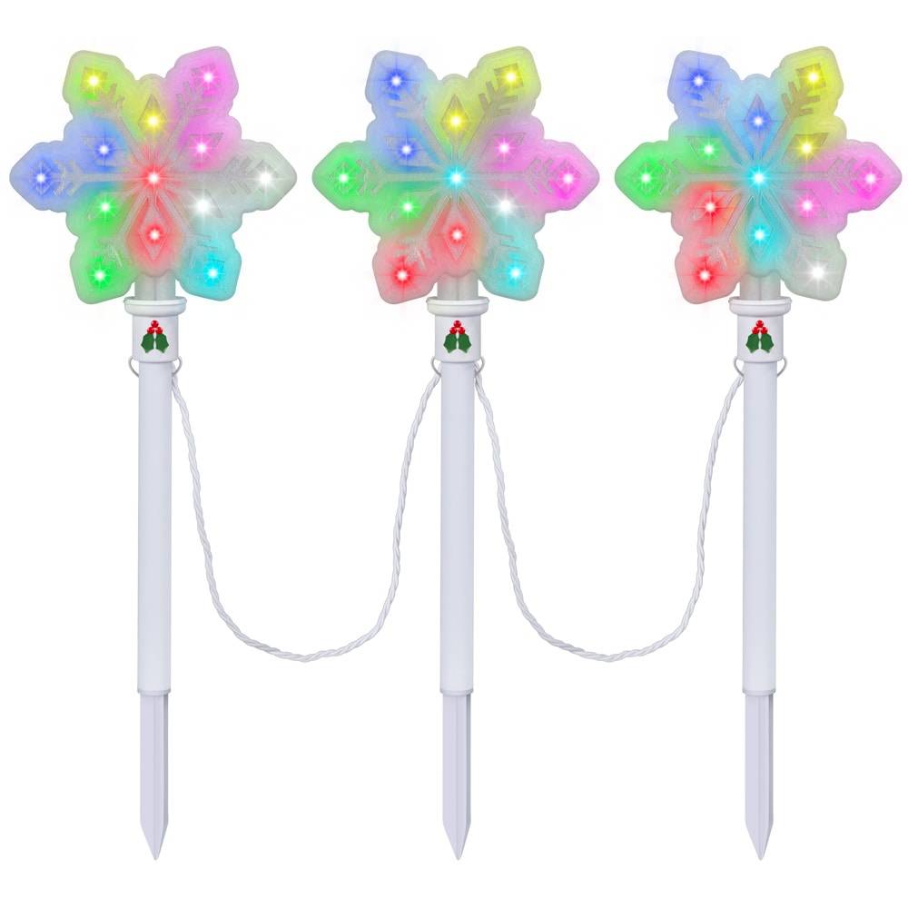 Gemmy Orchestra of Lights 3-Marker Multicolor Snowflake Christmas Pathway Markers | 881585