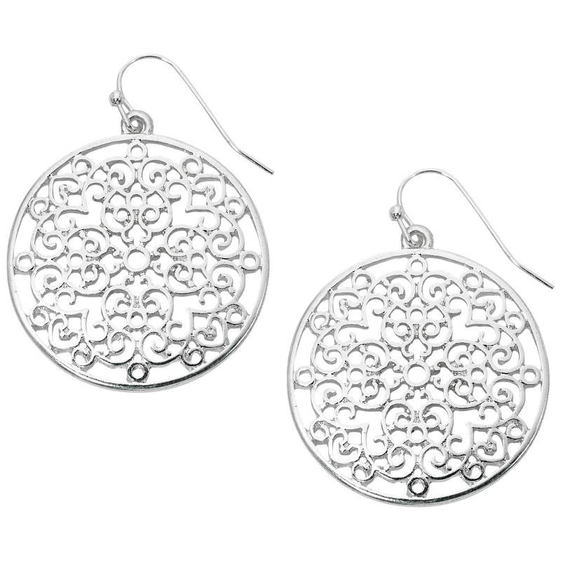 Primavera Filigree Heart Dangling Earrings - Silver