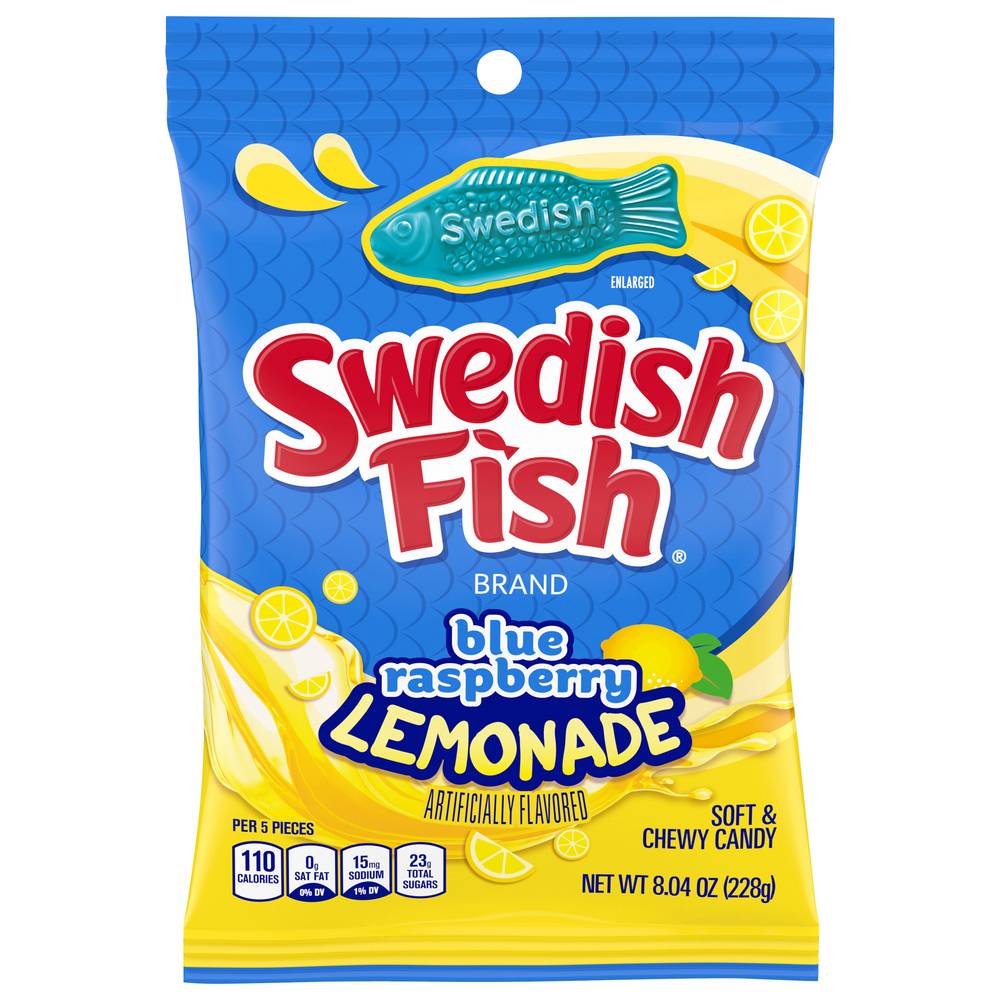 Swedish Fish Blue Raspberry Soft & Chewy Candy, Lemonade (8.04 oz)