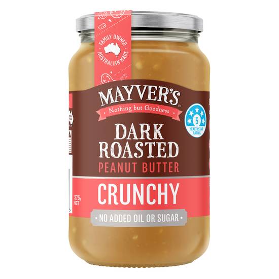 Mayver's Crunchy Dark Roast Natural Peanut Butter 375g