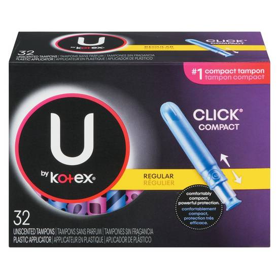 U By Kotex Click Compact Regular Unscented Tampons (32 units)