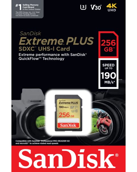 SanDisk® Extreme PLUS SDXC UHS-I Card, 256GB