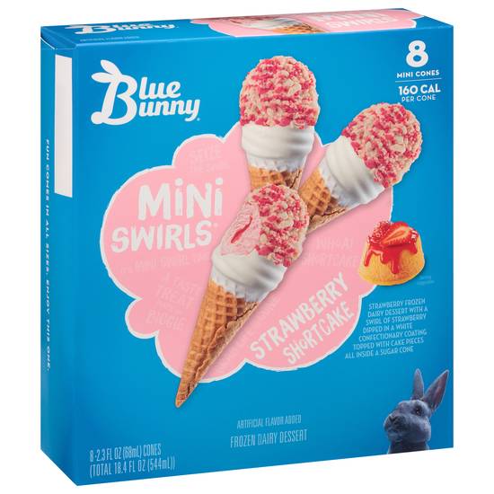 Blue Bunny Mini Swirls Strawberry Shortcake Cones (8 x 2.3 fl oz)