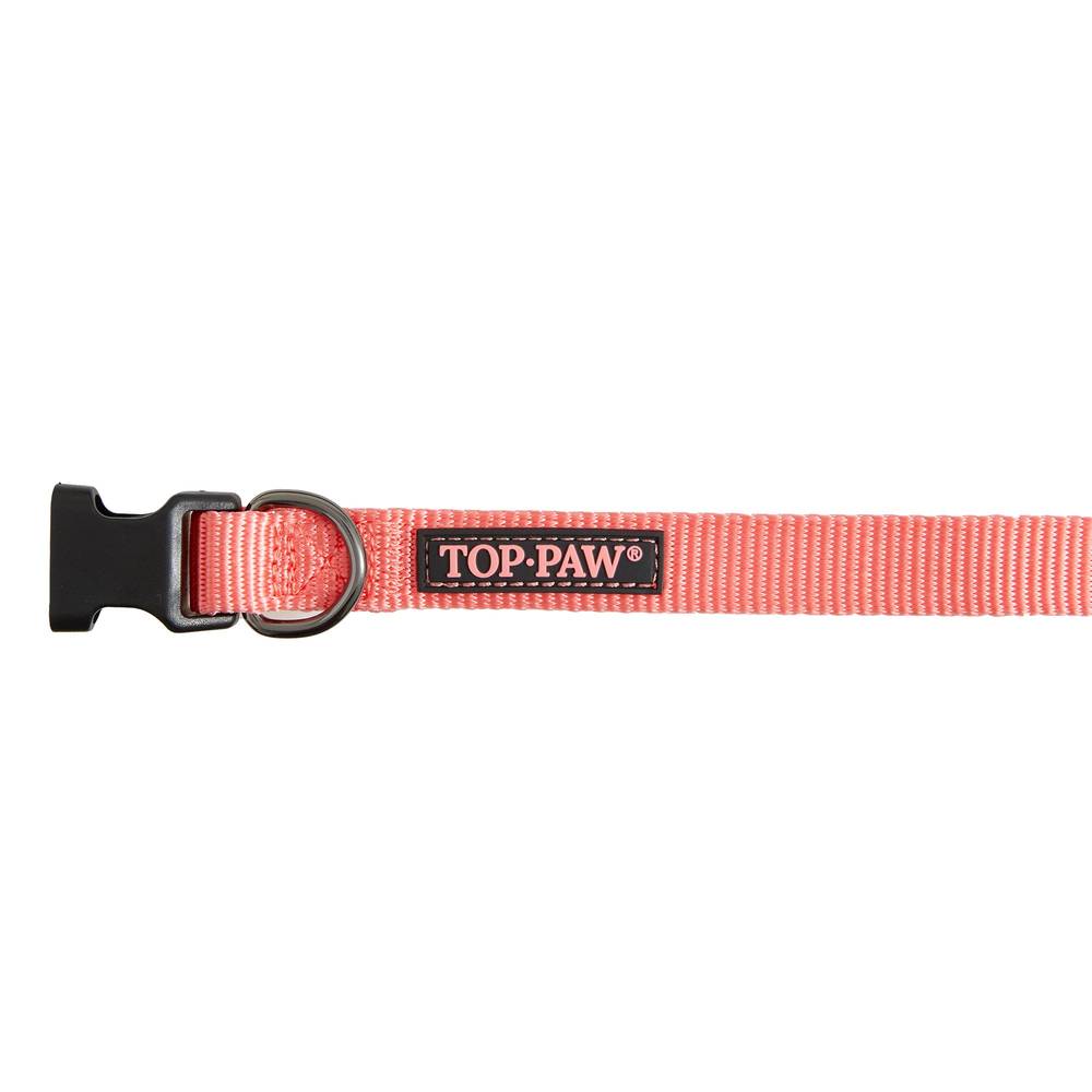 Top Paw® Gunmetal Nylon Dog Collar (Color: Coral, Size: Large)