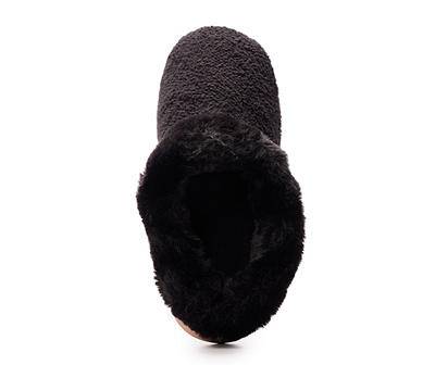 Women's L Black Furry Clog Slipper