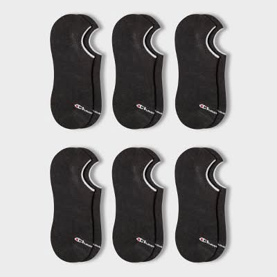 Champion Iconic Essentials Men's 6pk Sneaker Liner Socks - Black 6-12