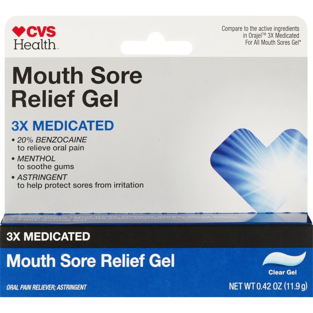 Cvs Triple Medicated Mouth Sore Pain Relief Gel, 0.42 Oz
