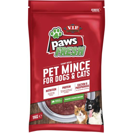 V.i.p. Petfoods Paws Fresh Minced Chilled Dog And Cat Food 1kg