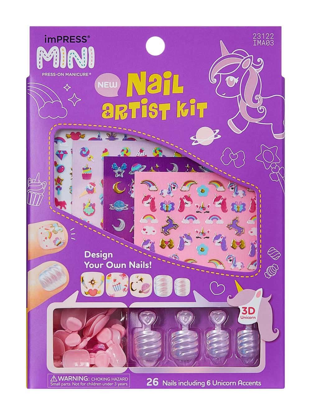 imPRESS Unicorn Dream Mini Artist Kit Press-On Fake Nails For Kids (31 ct)