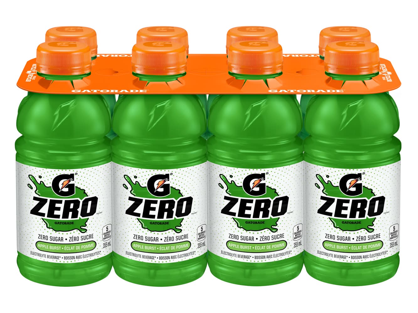 Gatorade Zero Sugar Sports Drink, Apple Burst (8 x 355 ml)