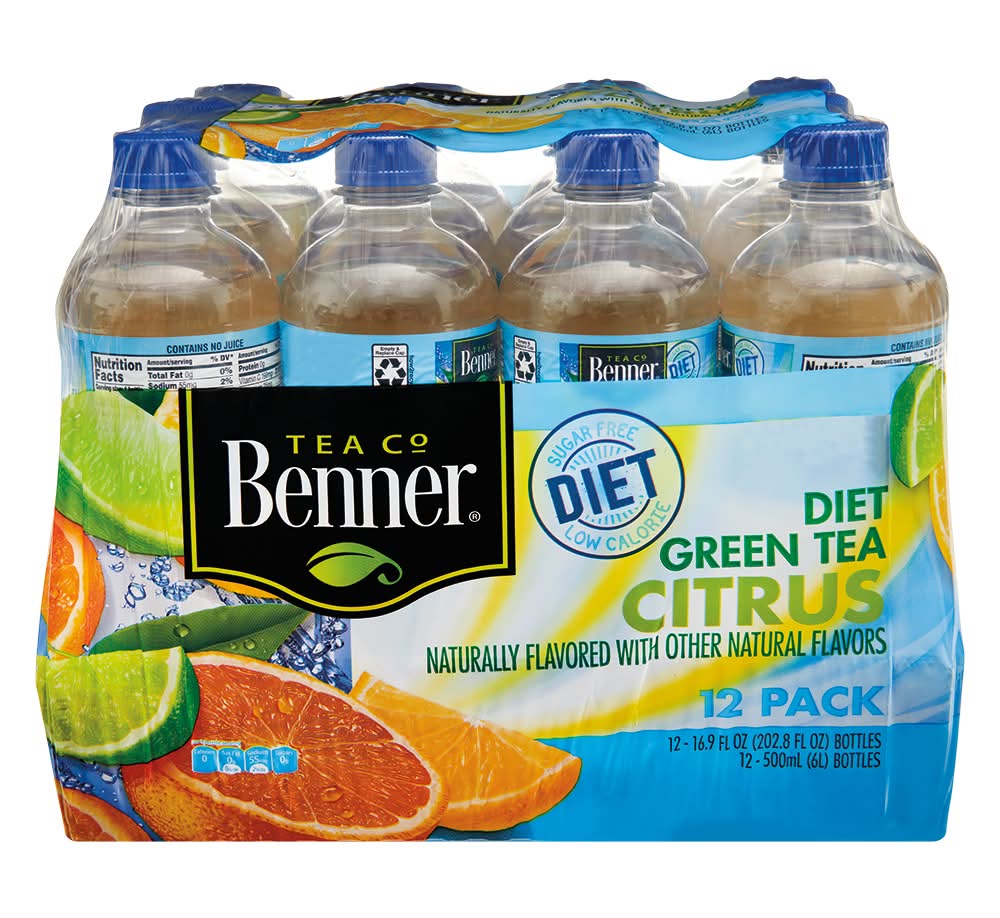 Benner Tea Co. Sugar Free Diet Green Tea, Citrus (12 x 16.9 fl oz)