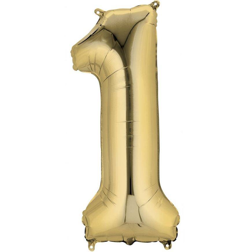 Party City Uninflated Number 1 Balloon (34in/gold)