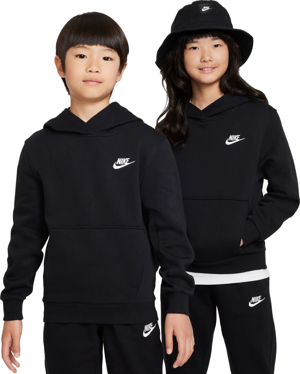 Nike All Kids Fit Sportswear Club Fleece Hoodie (Black/White, L)