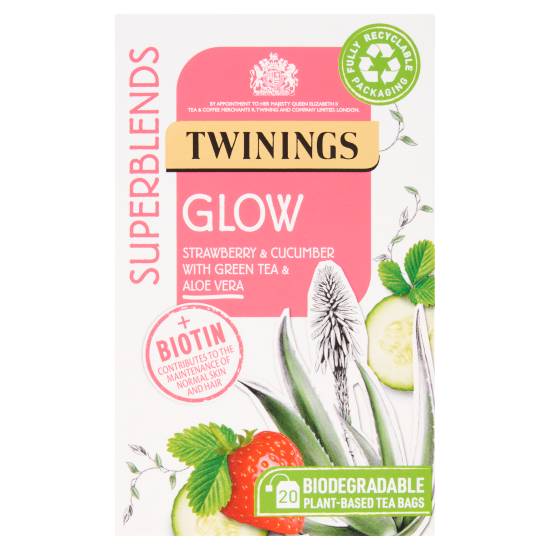 Twinings Superblends Glow With Strawberry, Cucumber and Green Tea, 20 Tea Bags
