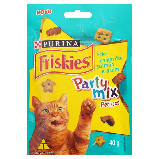 Purina petisco sabor camarão, salmão e atum friskies para gatos (40 g)