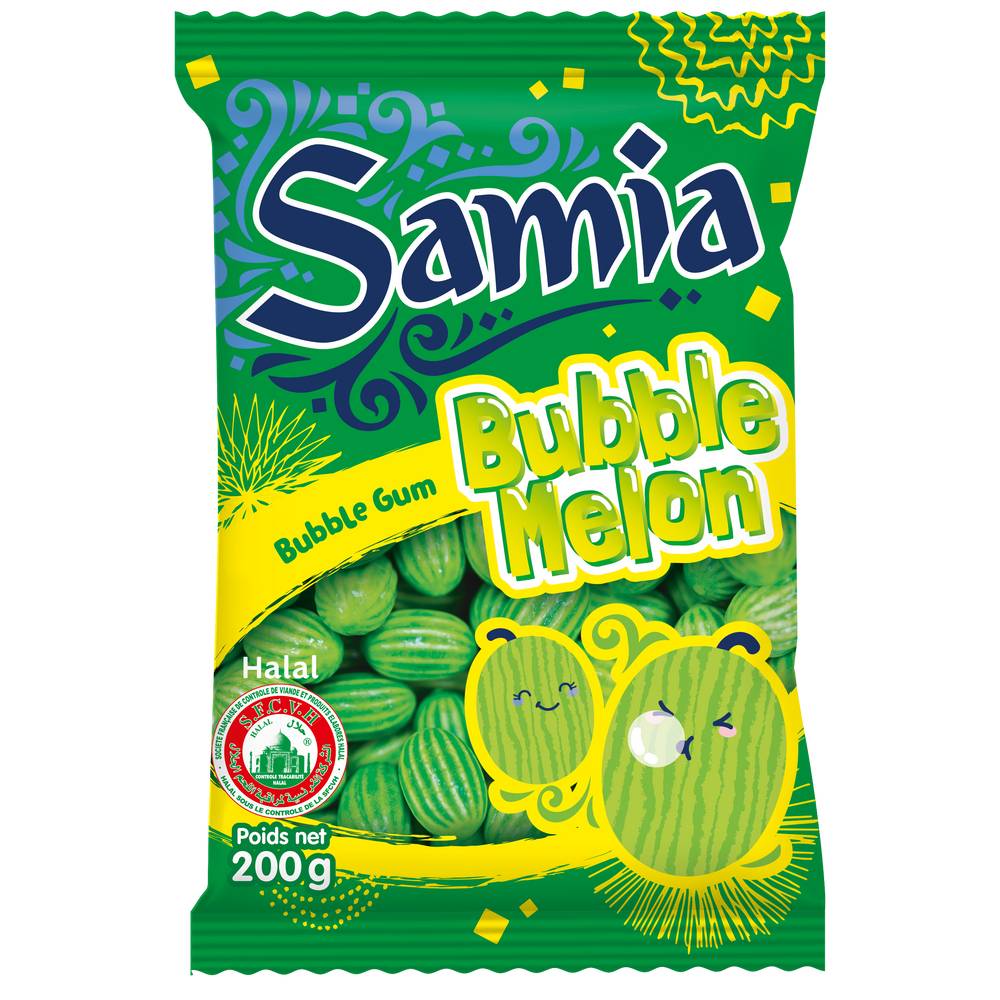 Samia - Bonbons halal bubble melon, melon (200g)