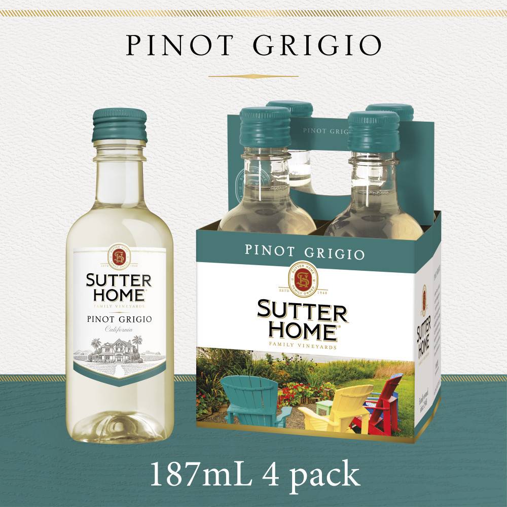 Sutter Home Pinot Grigio White Wine (4 ct, 187 ml)