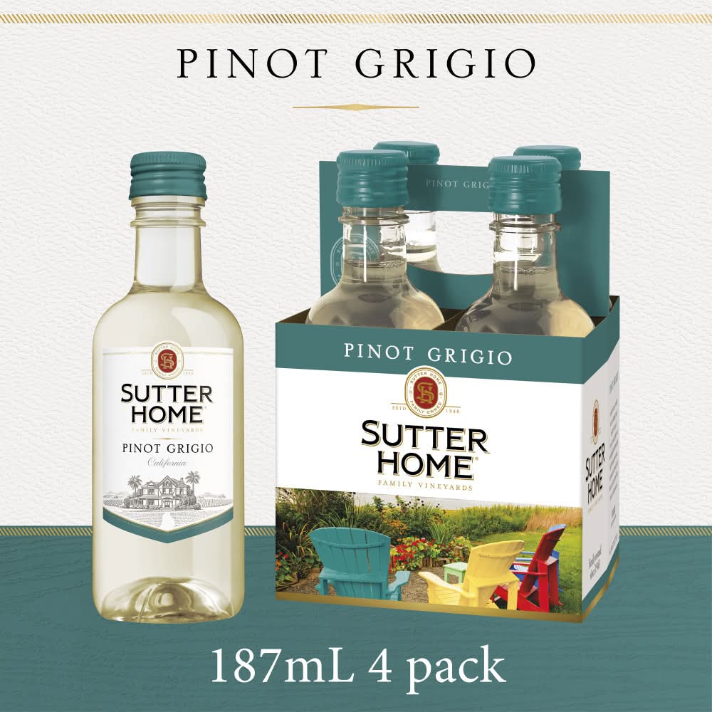 Sutter Home Pinot Grigio California White Wine (4 x 187 ml)